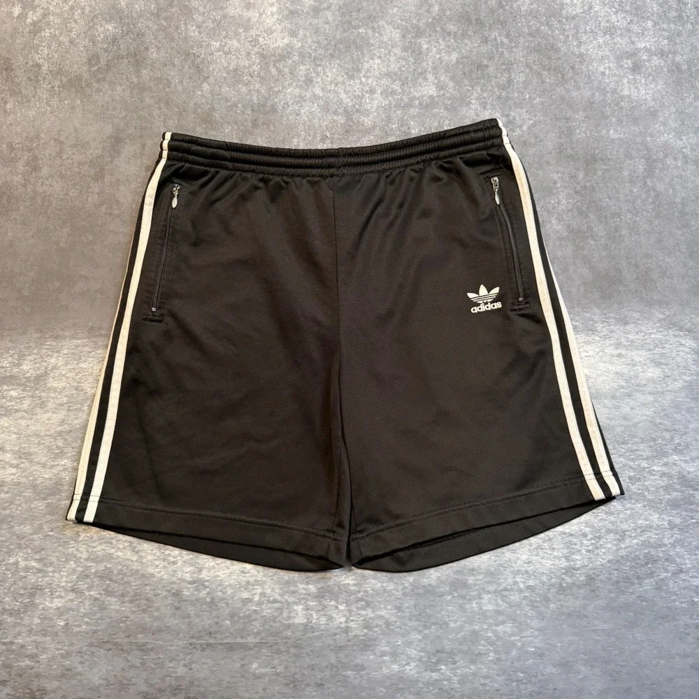 VTG Adidas Originals Mens XL Black White 3-Stripe Trefoil Track Shorts
